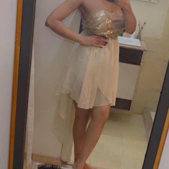 Golden Embellished Tube Gown Dress - Picture 10 of 13